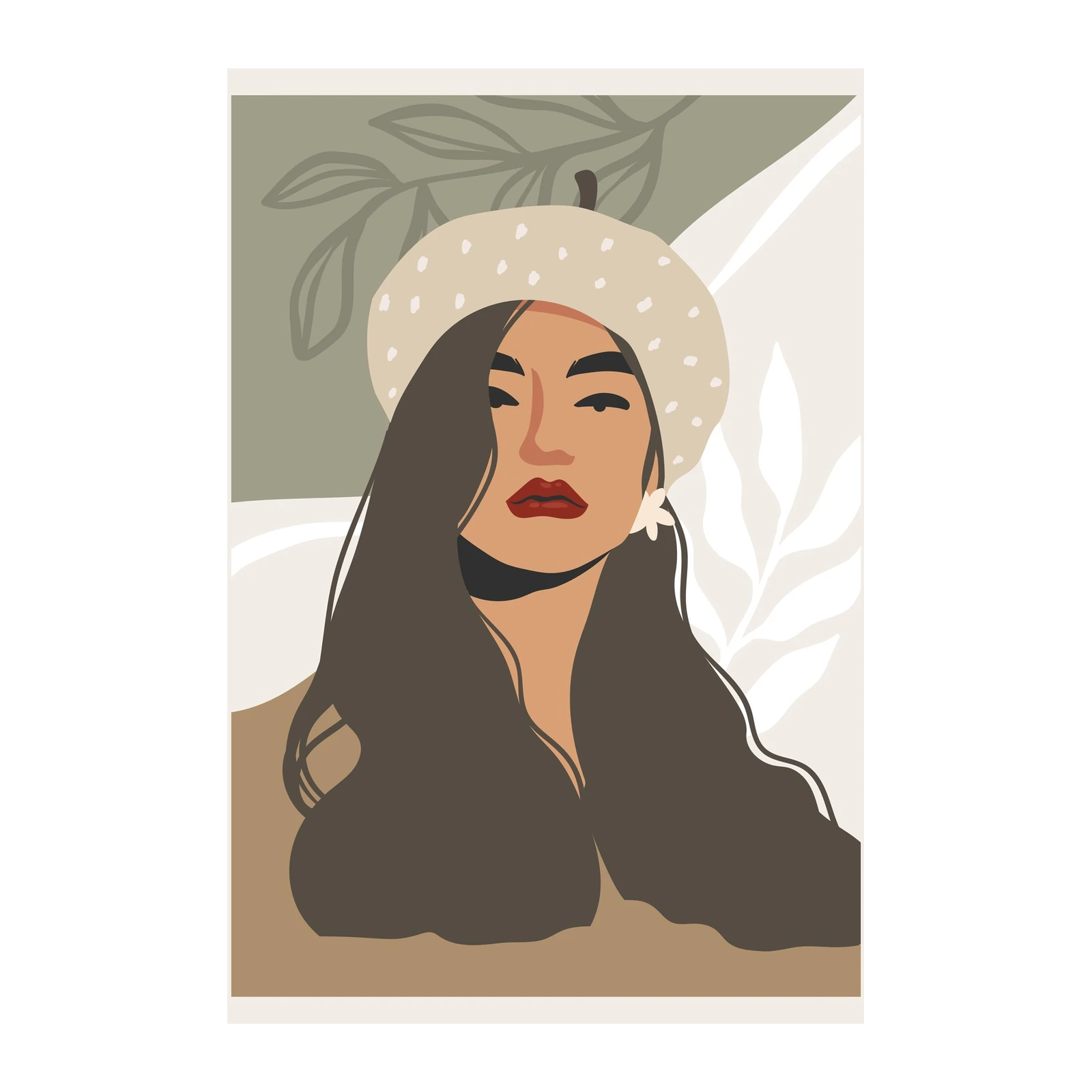 Boho Chic Woman Portrait Wall Art