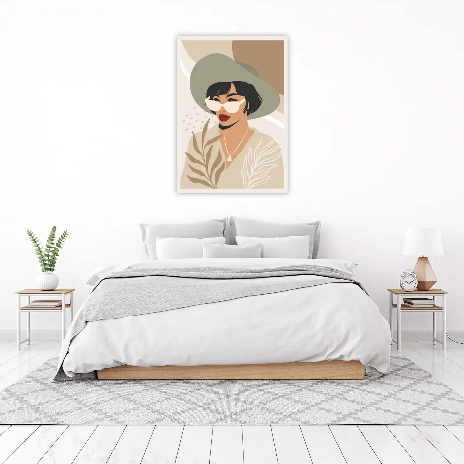 Boho Chic Woman Hat Sunglasses Wall Art