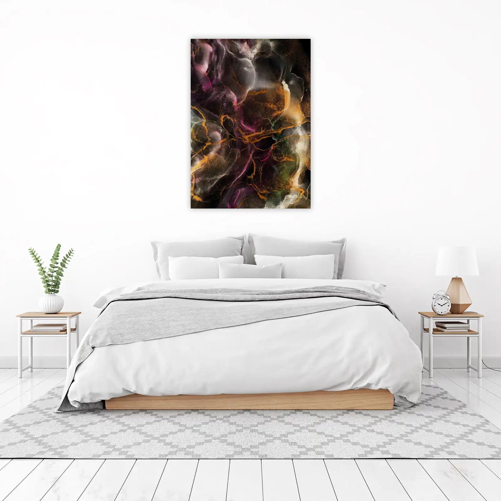 Abstract Amethyst & Gold Swirl Wall Art