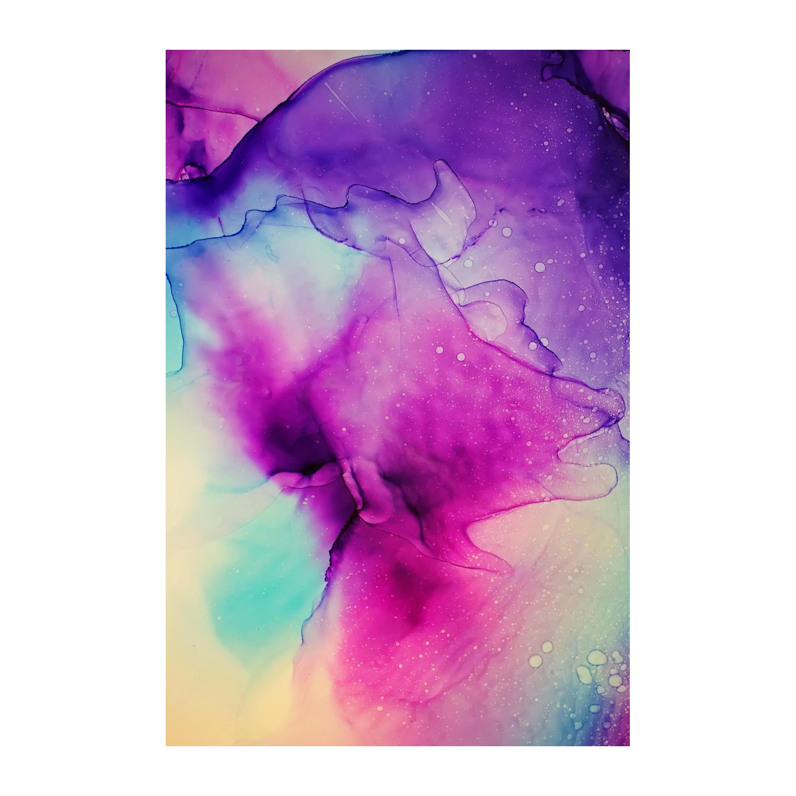 Vibrant Abstract Ink Purple Pink Teal Wall Art