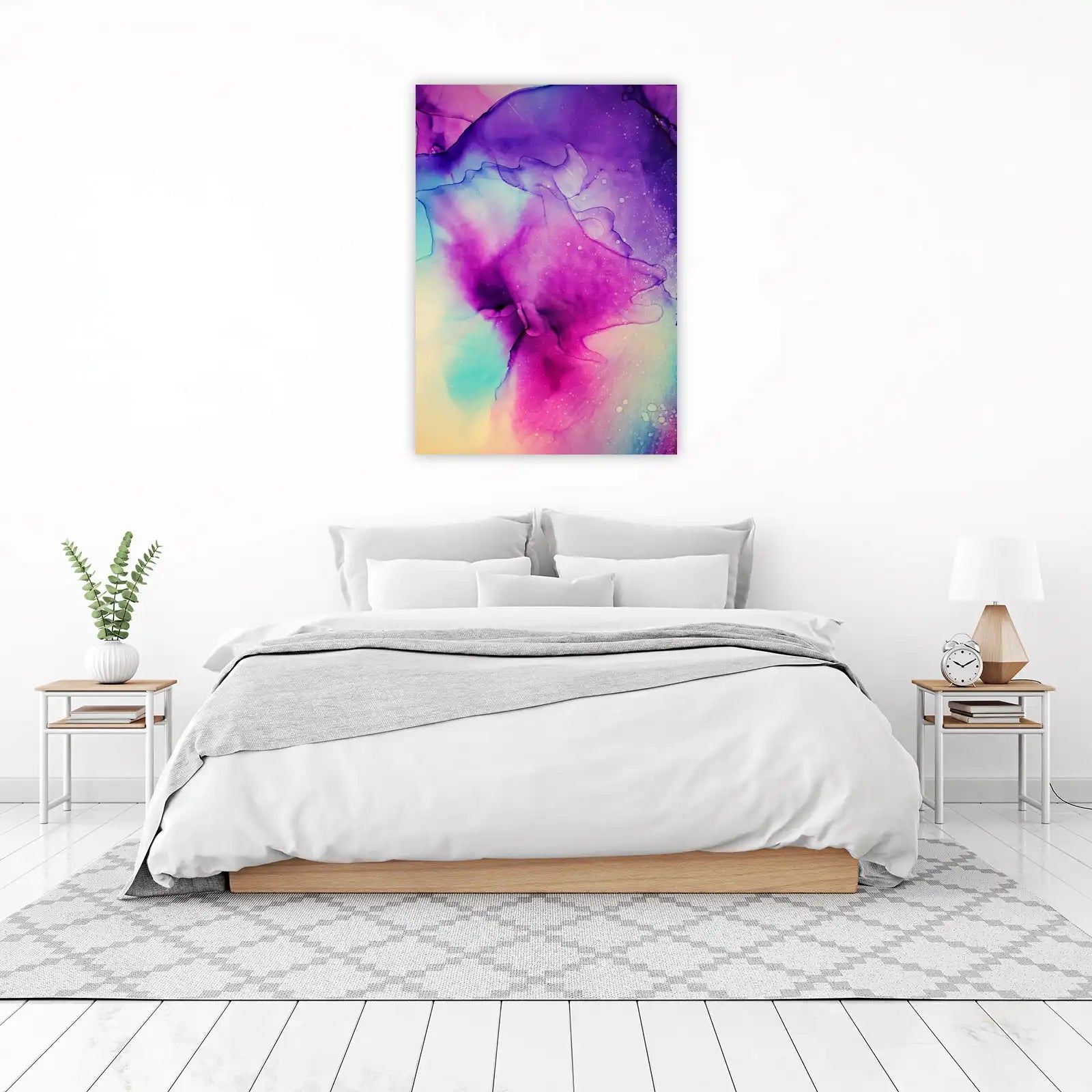 Vibrant Abstract Ink Purple Pink Teal Wall Art