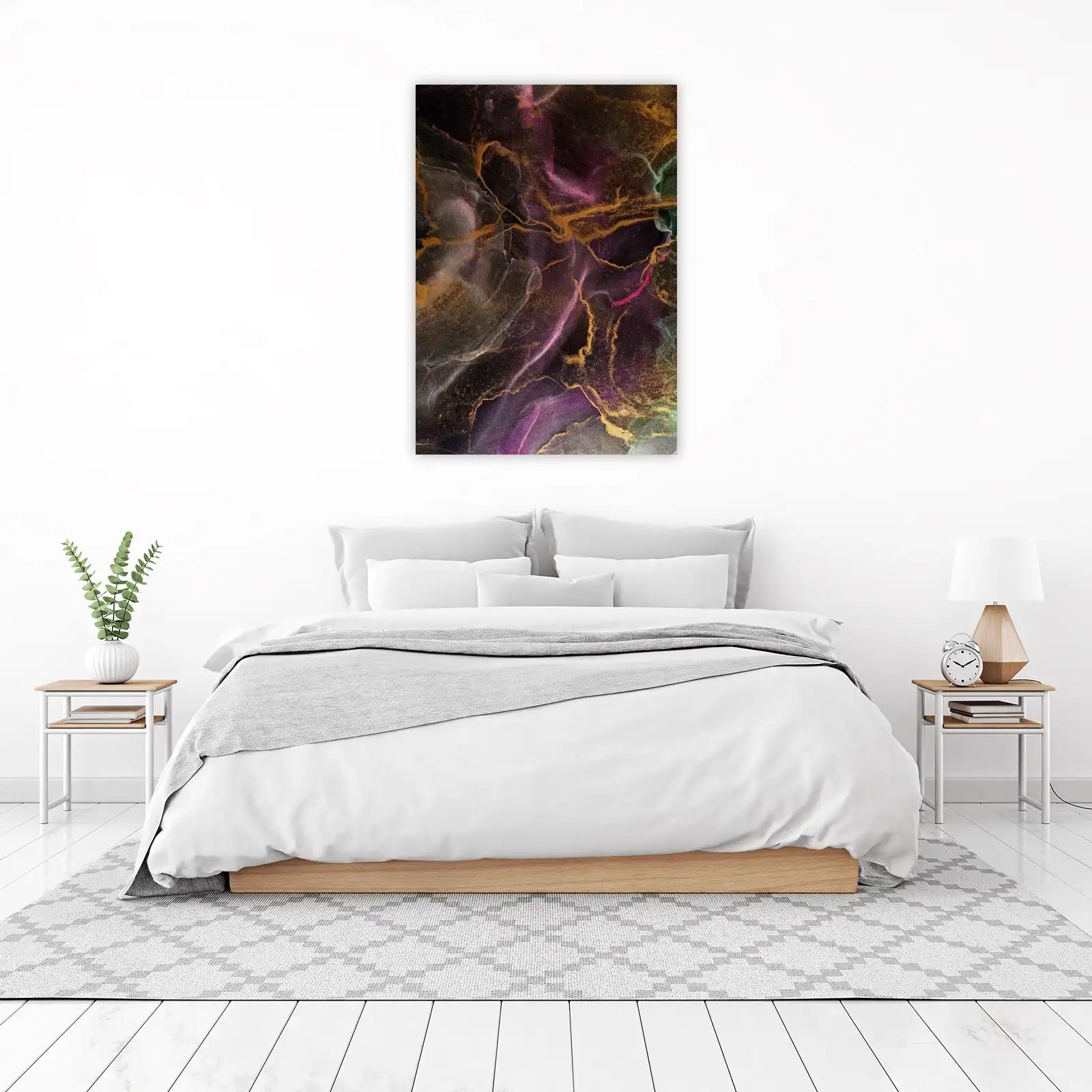 Abstract Purple Gold Swirl Wall Art
