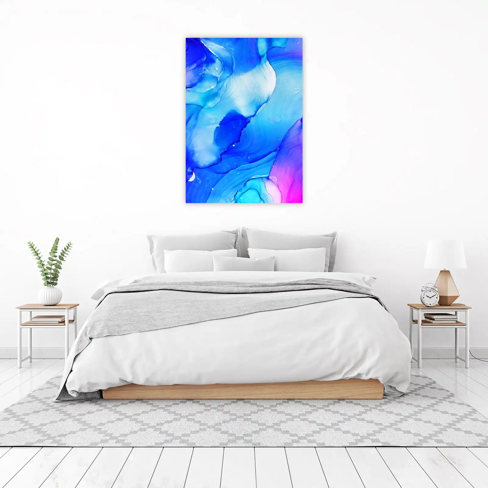 Vibrant Blue Abstract Flowing Wall Art