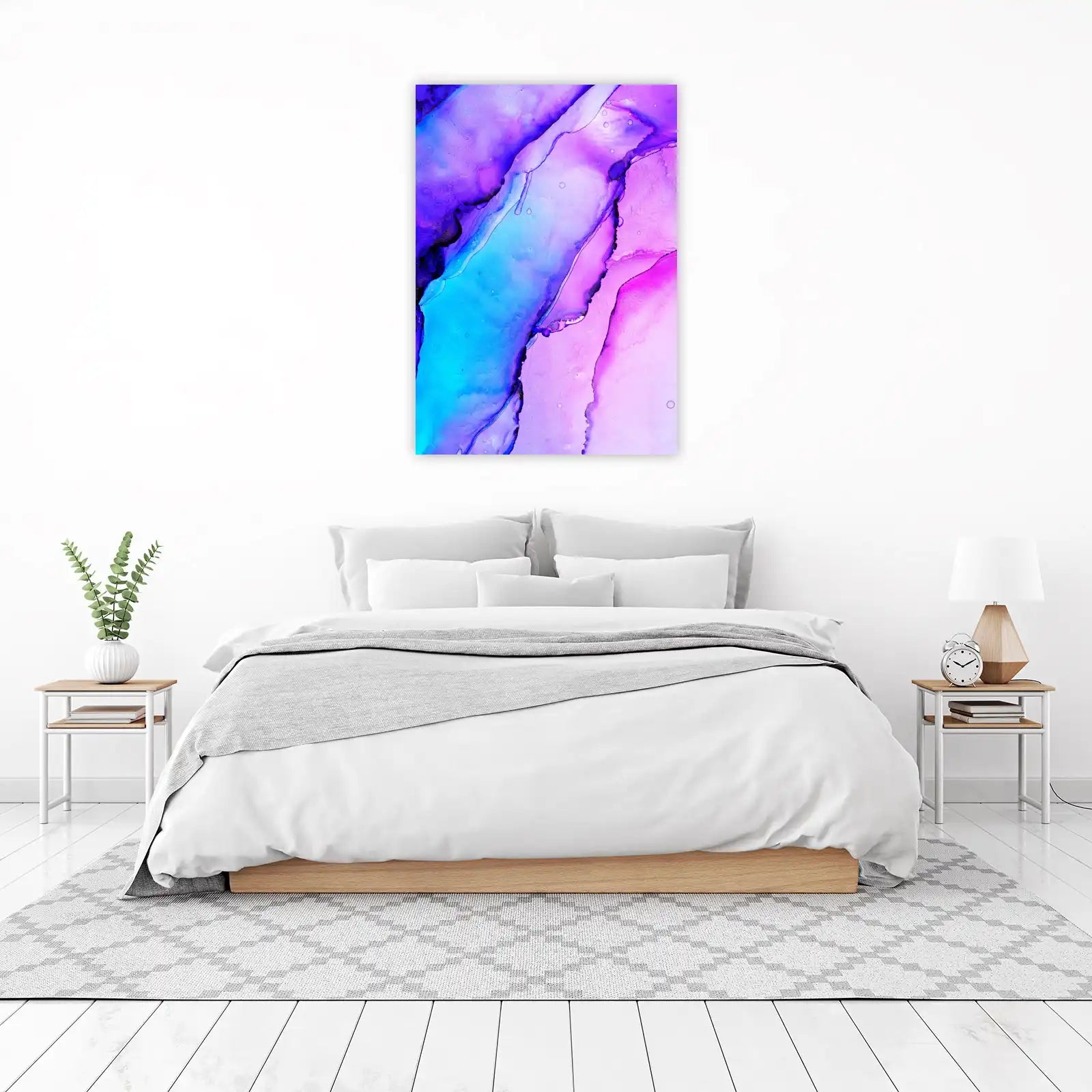 Abstract Amethyst & Cyan Flow Wall Art