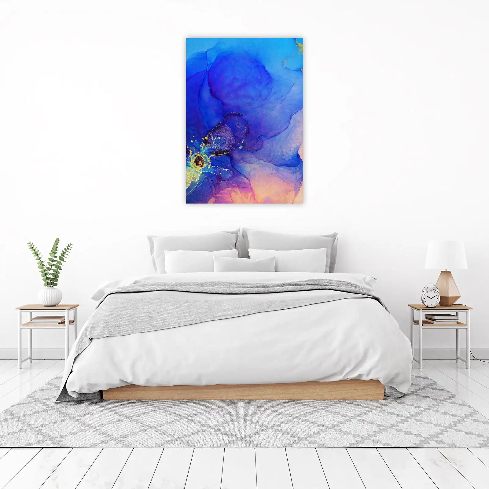 Deep Blue & Gold Abstract Flow Wall Art