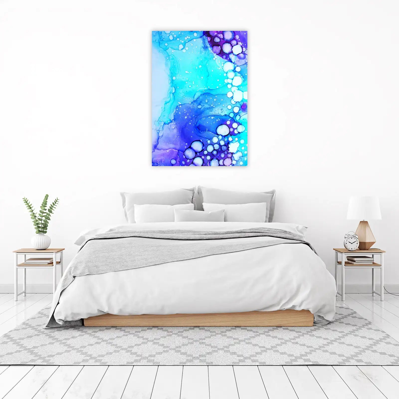 Abstract Aqua & Purple Bubbles Wall Art