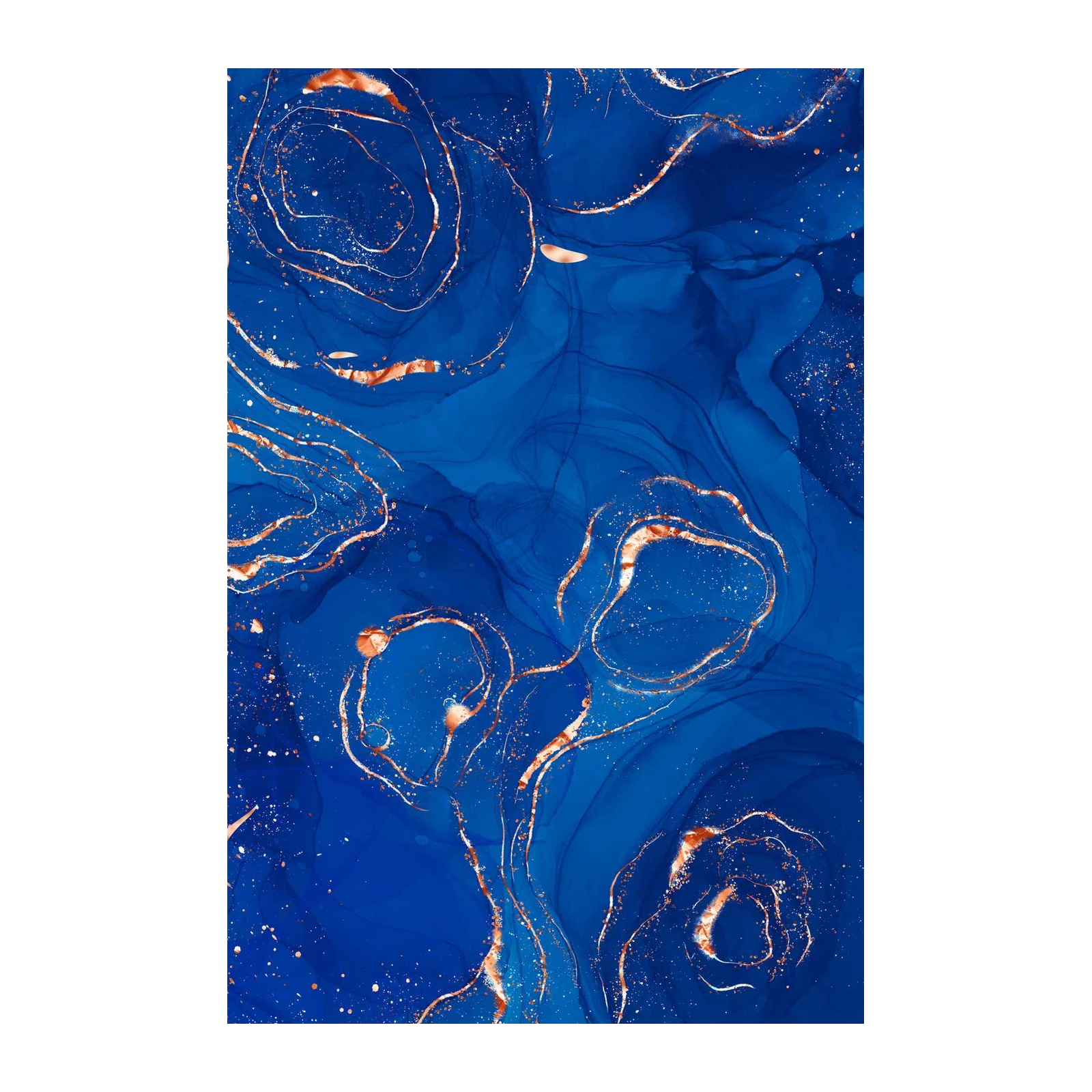 Elegant Blue & Copper Abstract Wall Art