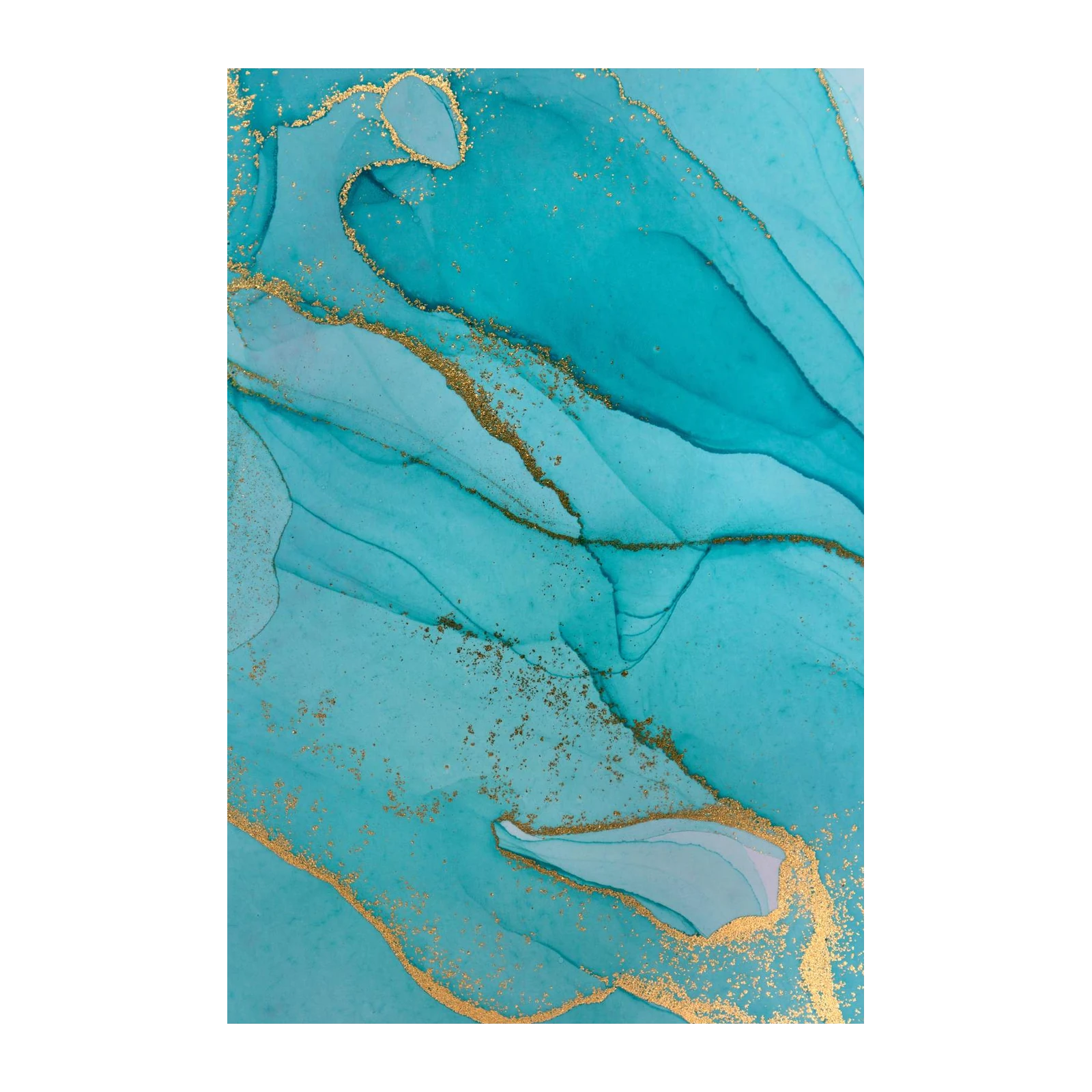 Turquoise Gold Swirl Abstract Wall Art