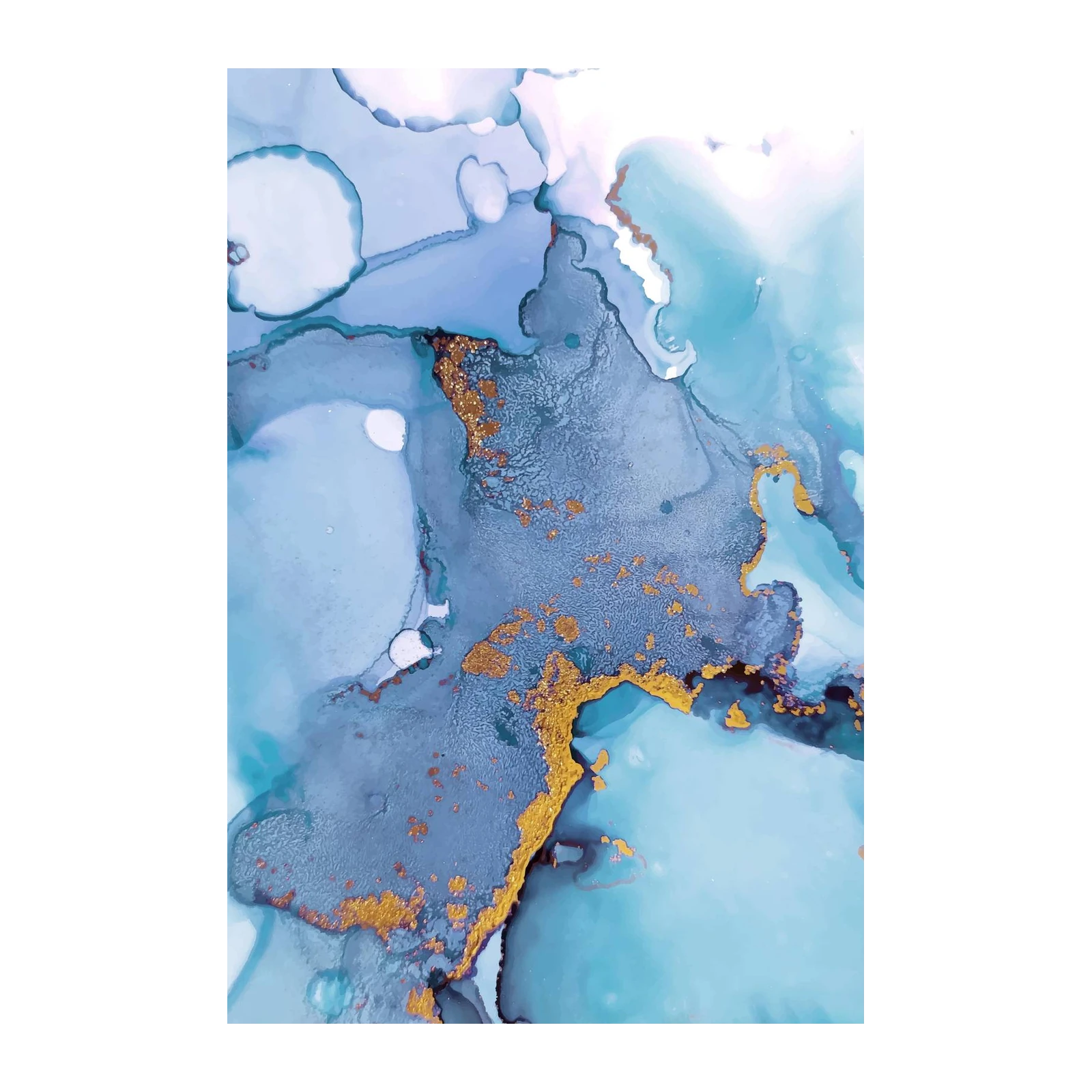 Serene Ocean Gold Abstract Art Wall Art