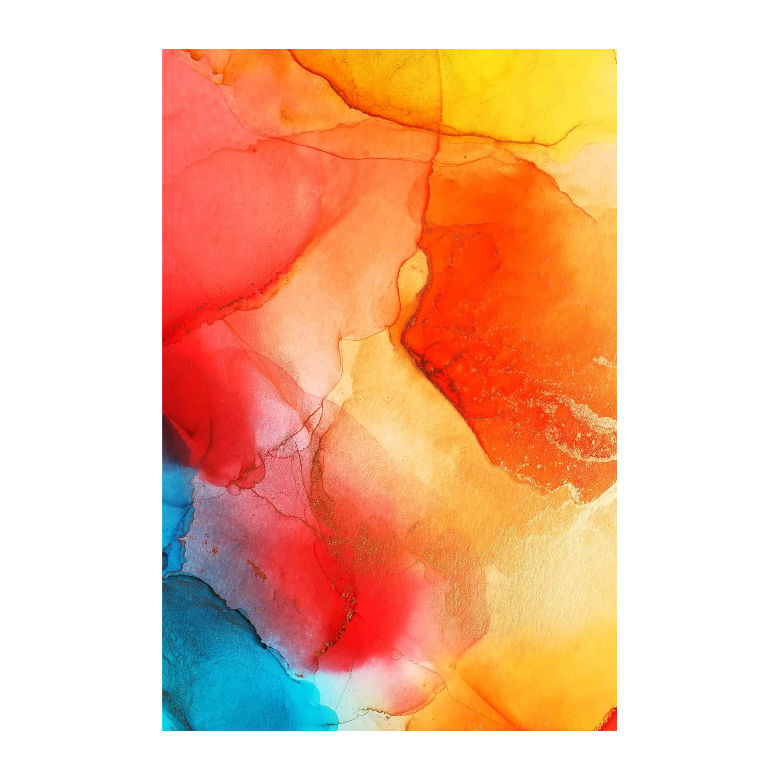 Vibrant Fire & Ice Abstract Ink Art Wall Art