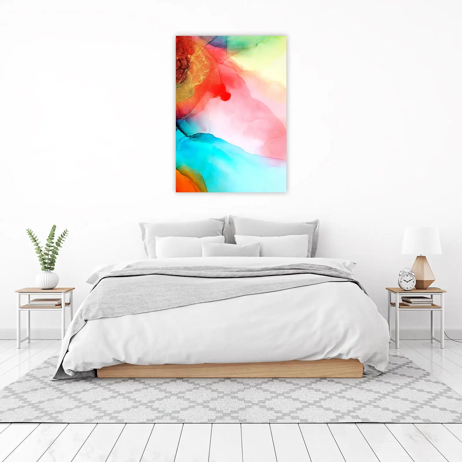 Vibrant Abstract Fluid Art Gold Accents Wall Art