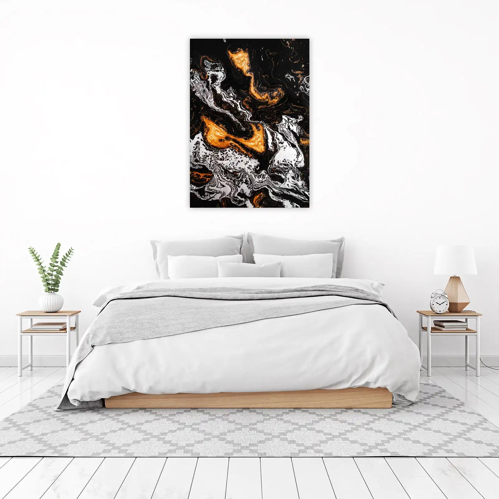 Abstract Gold & Black Swirls Wall Art