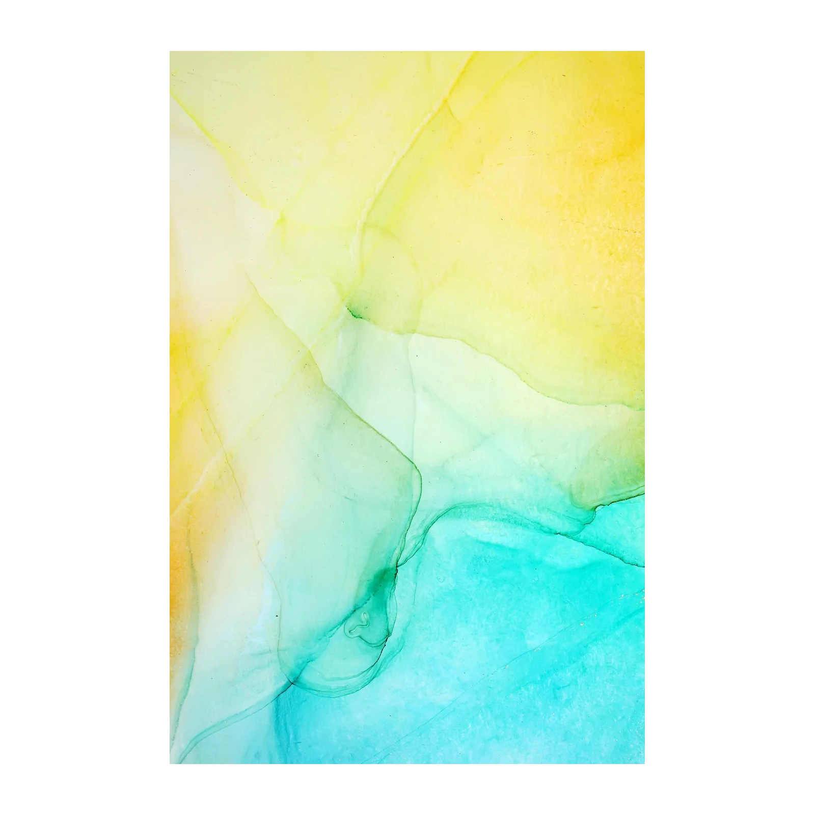 Abstract Yellow Teal Flow Wall Art