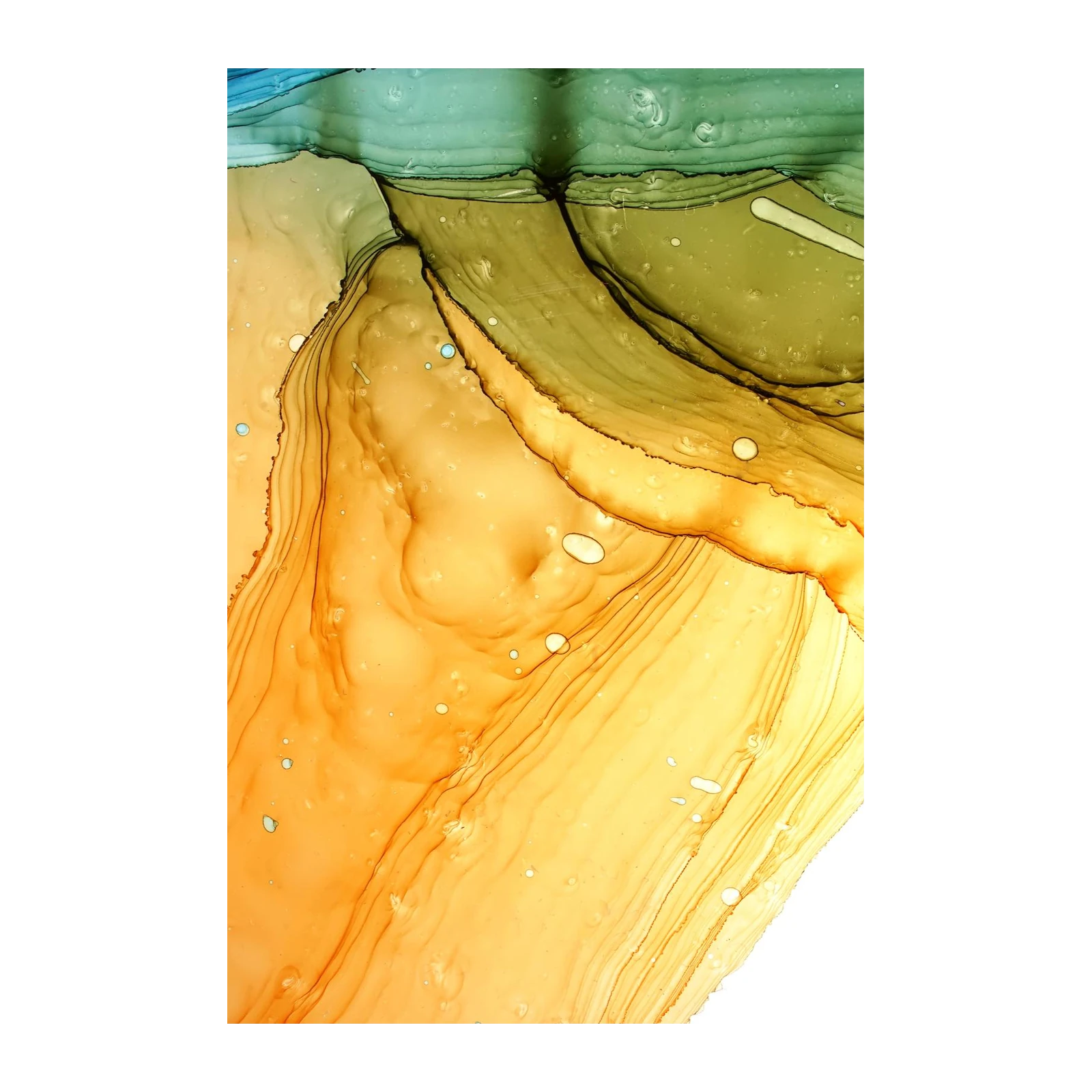 Golden Amber Flow Abstract Wall Art