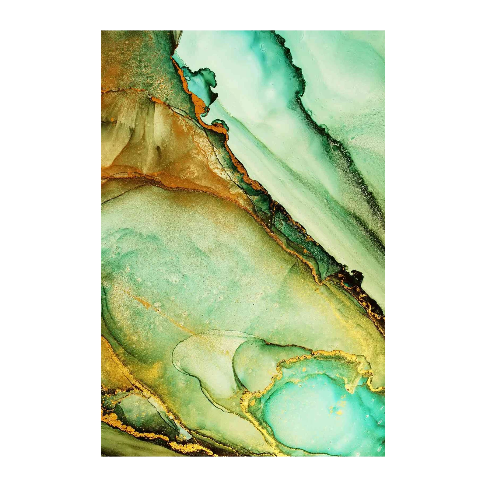 Emerald & Gold Abstract Fluid Art Wall Art