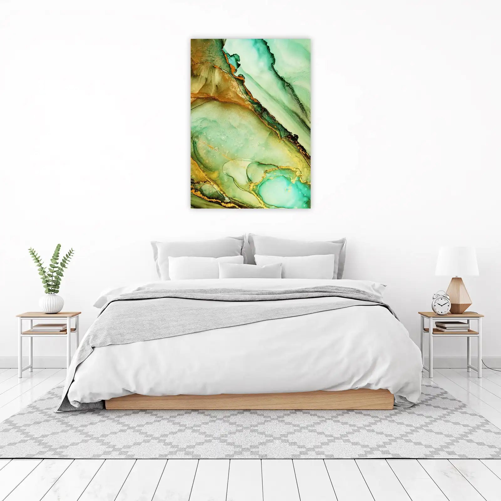 Emerald & Gold Abstract Fluid Art Wall Art