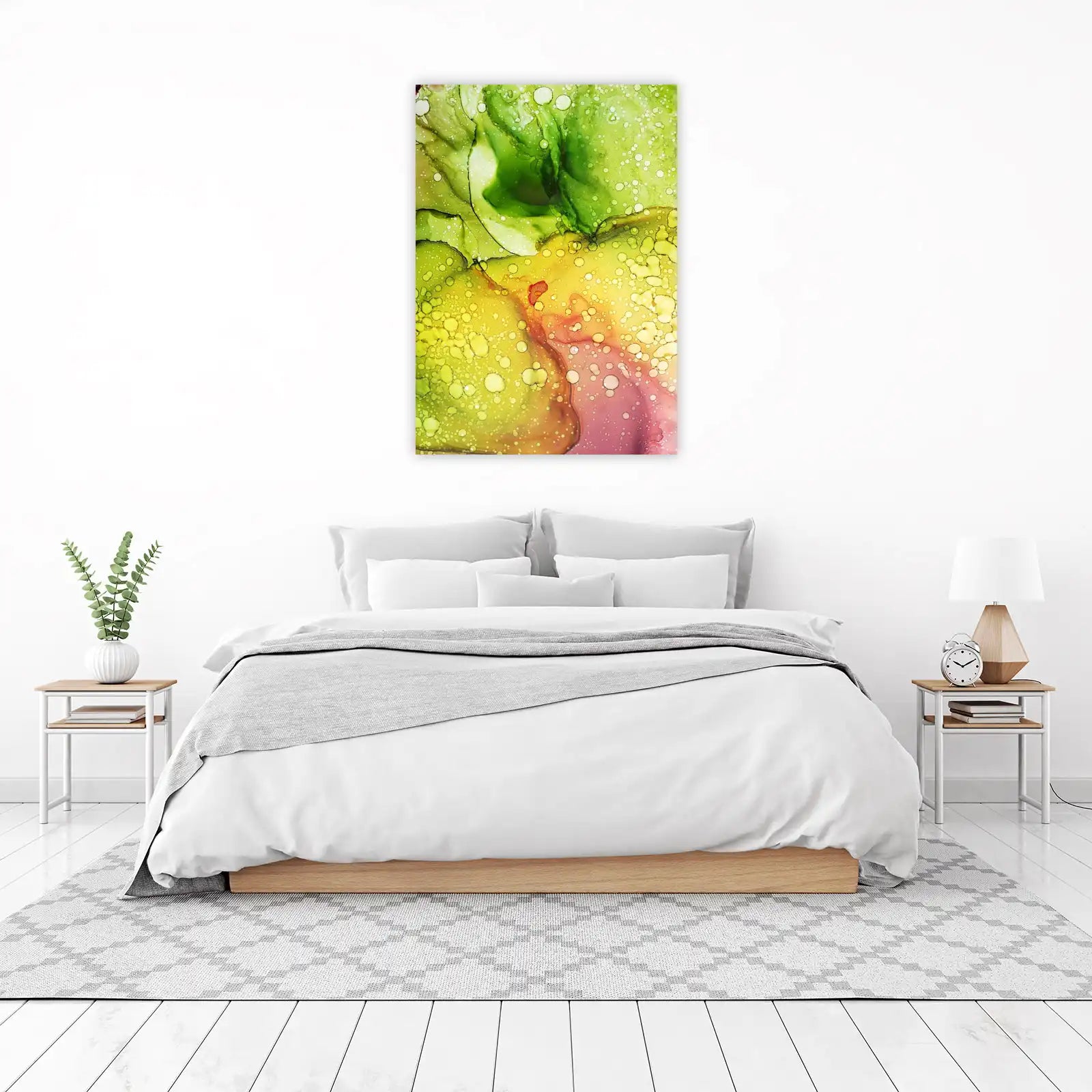 Vibrant Green & Yellow Abstract Blobs Wall Art