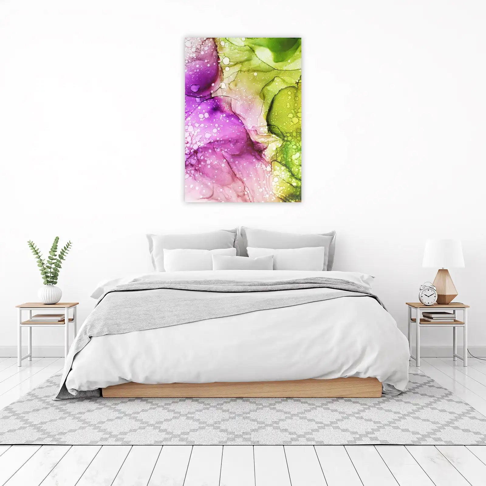 Vibrant Pink & Green Abstract Fluid Art Wall Art