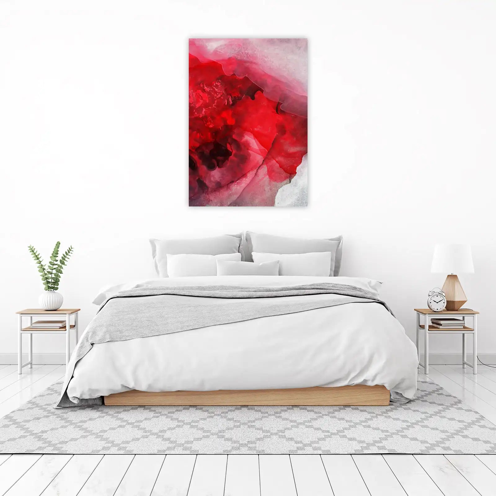 Vibrant Red Abstract Flow Wall Art