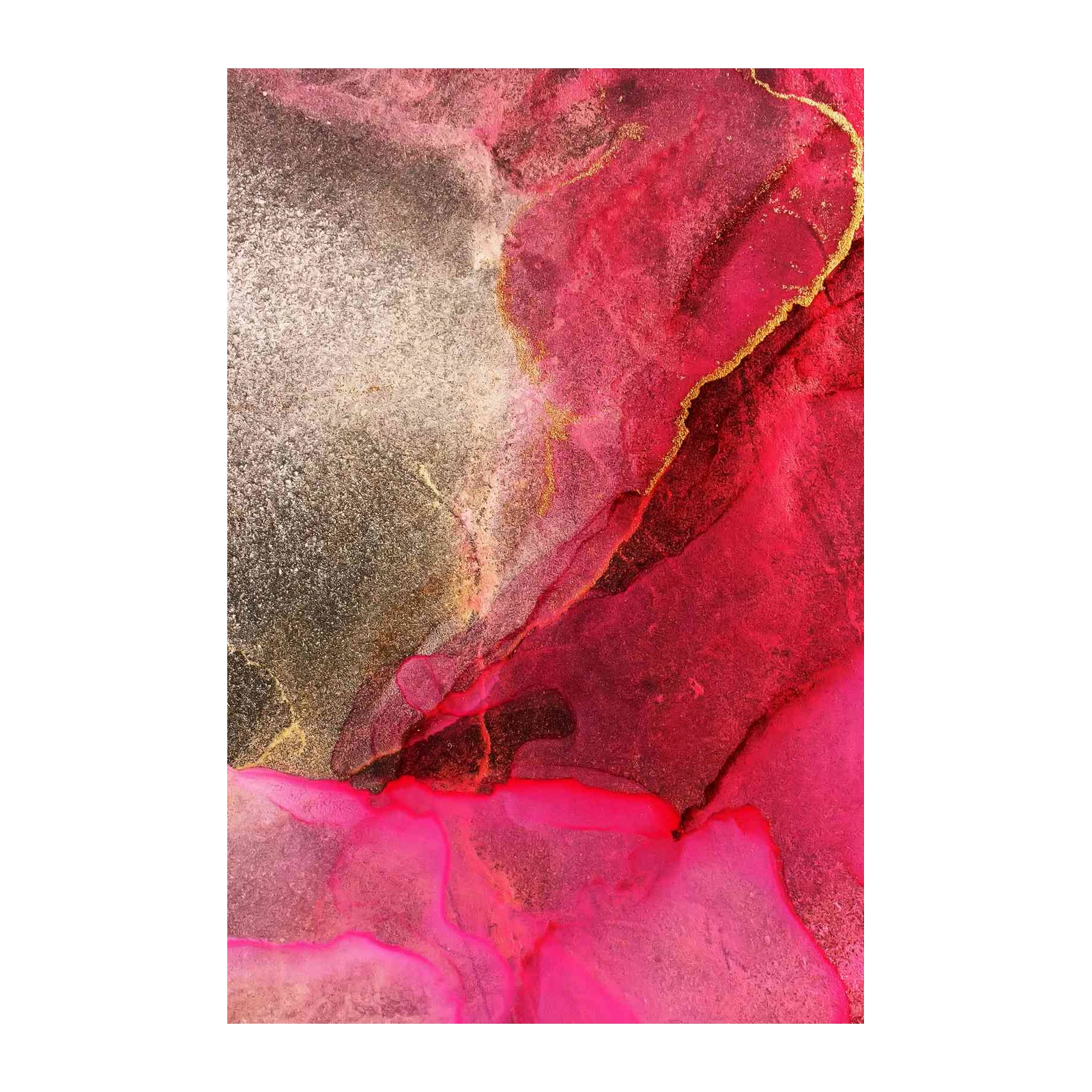 Vibrant Pink & Gold Abstract Art Wall Art