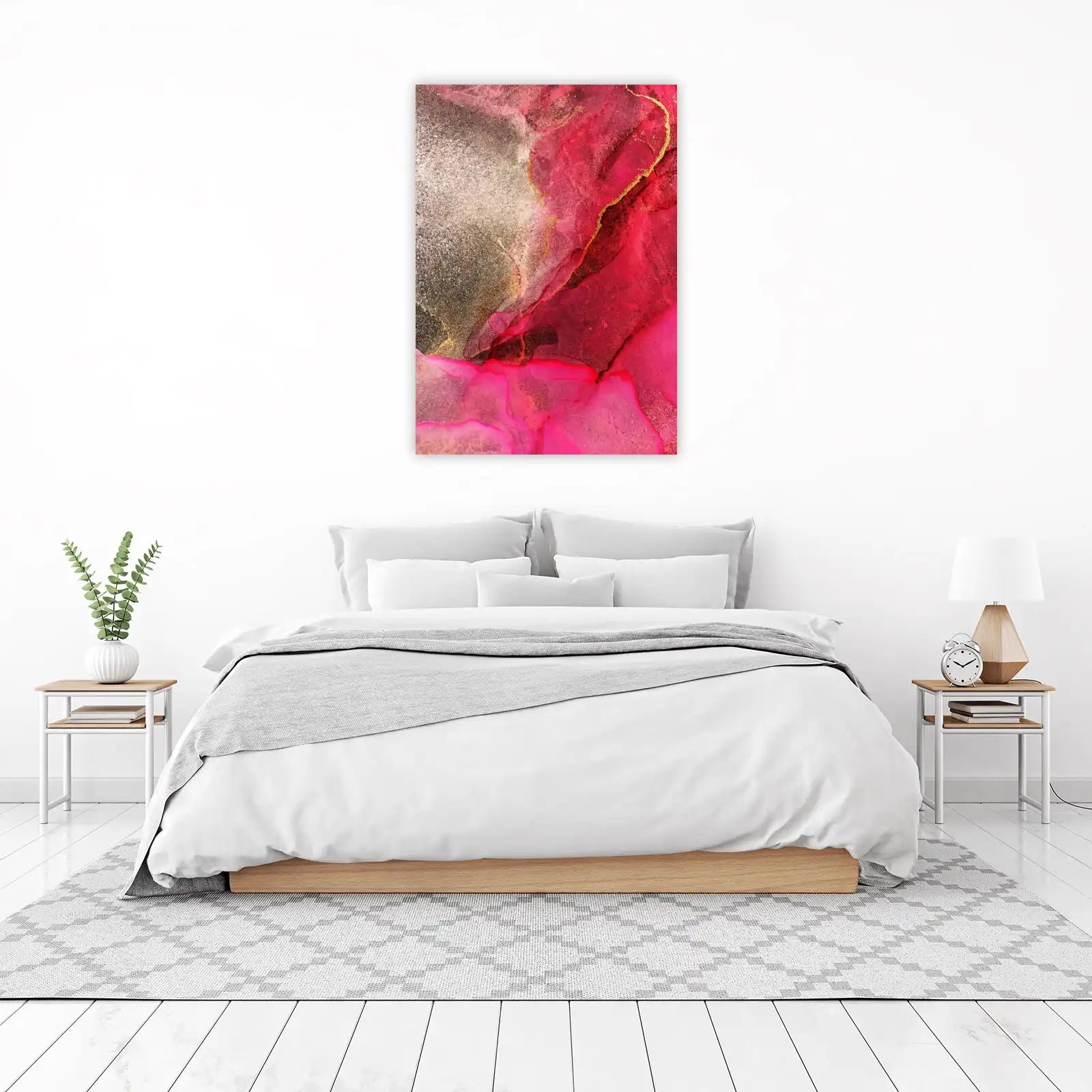 Vibrant Pink & Gold Abstract Art Wall Art