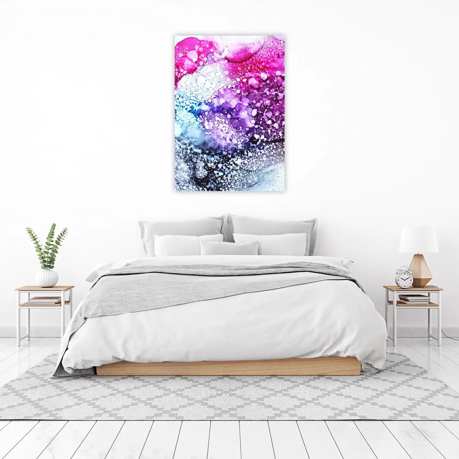 Vibrant Pink Purple Blue Nebula Wall Art
