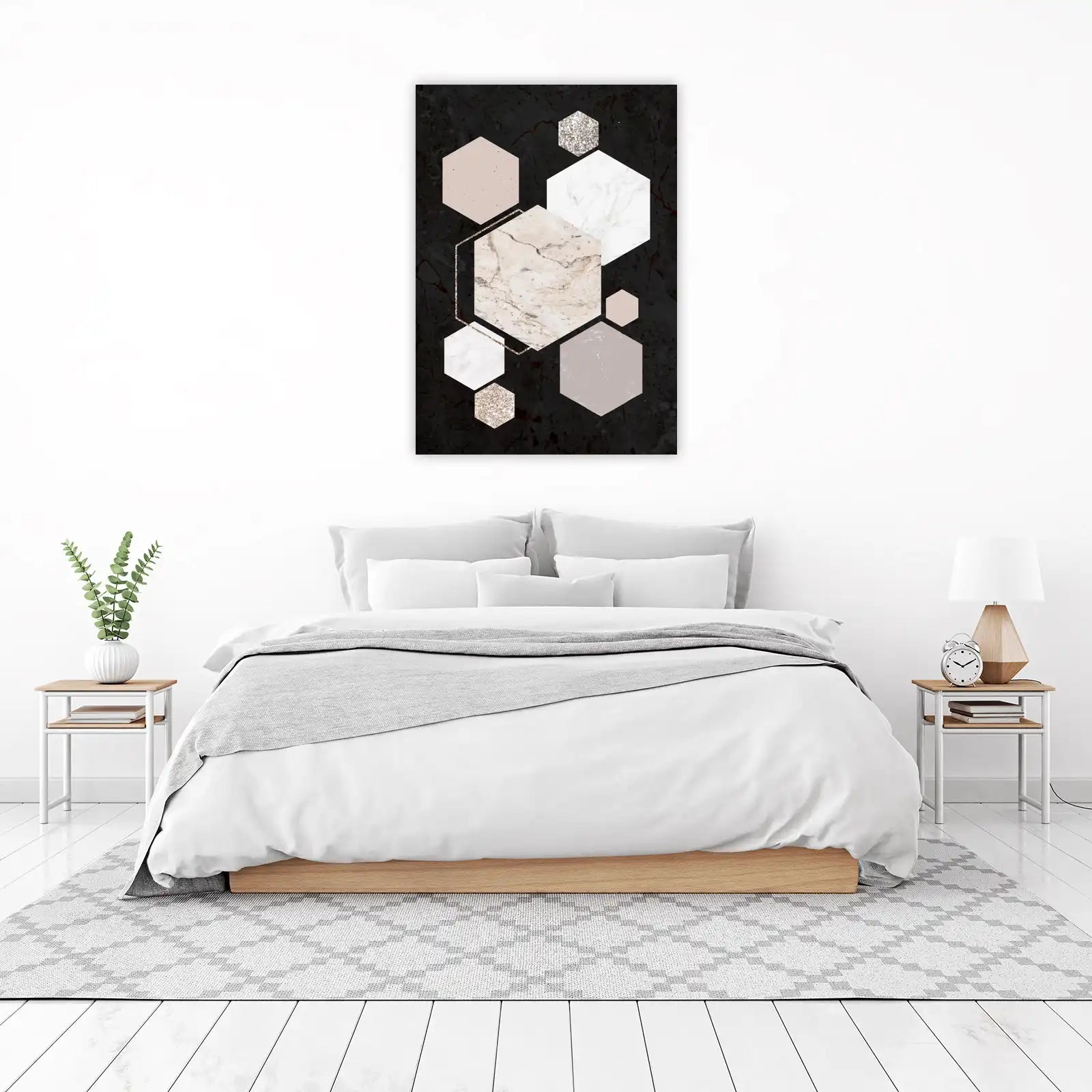 Geometric Marble Hexagon Art Wall Art
