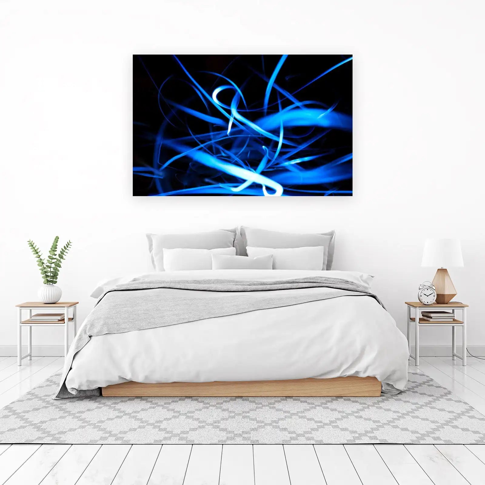 Vivid Blue Swirls Abstract Wall Art