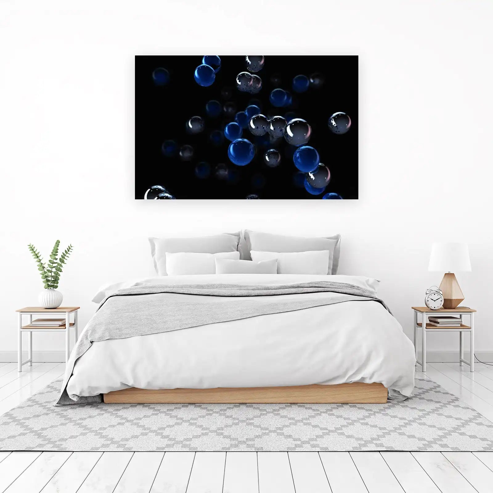 Abstract Blue Bubbles Wall Art