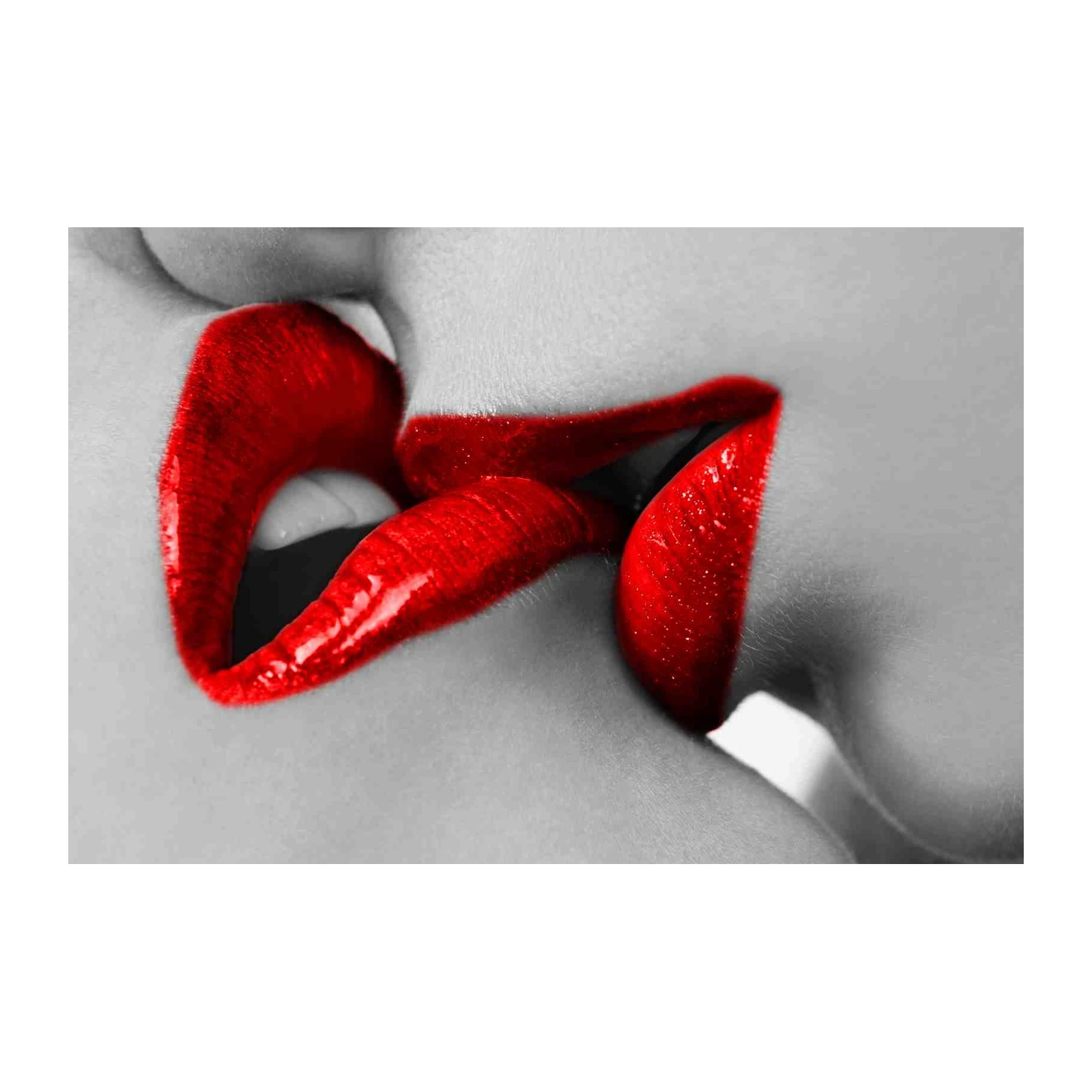Passionate Kiss Red Lips Abstract Wall Art