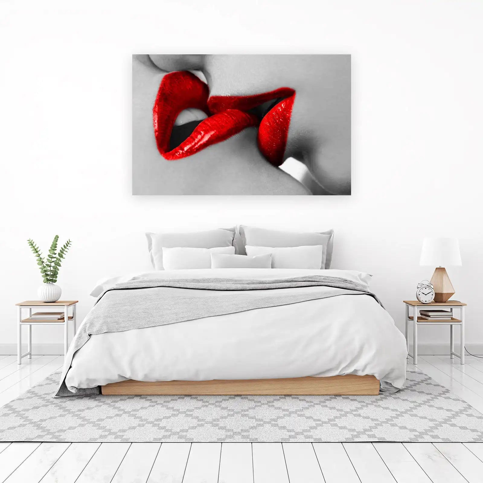 Passionate Kiss Red Lips Abstract Wall Art