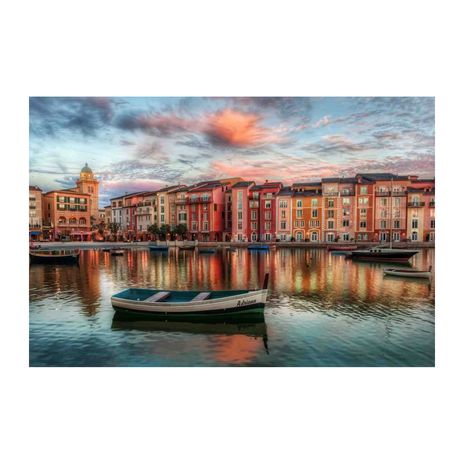 Colorful European Harbor Boats Wall Art