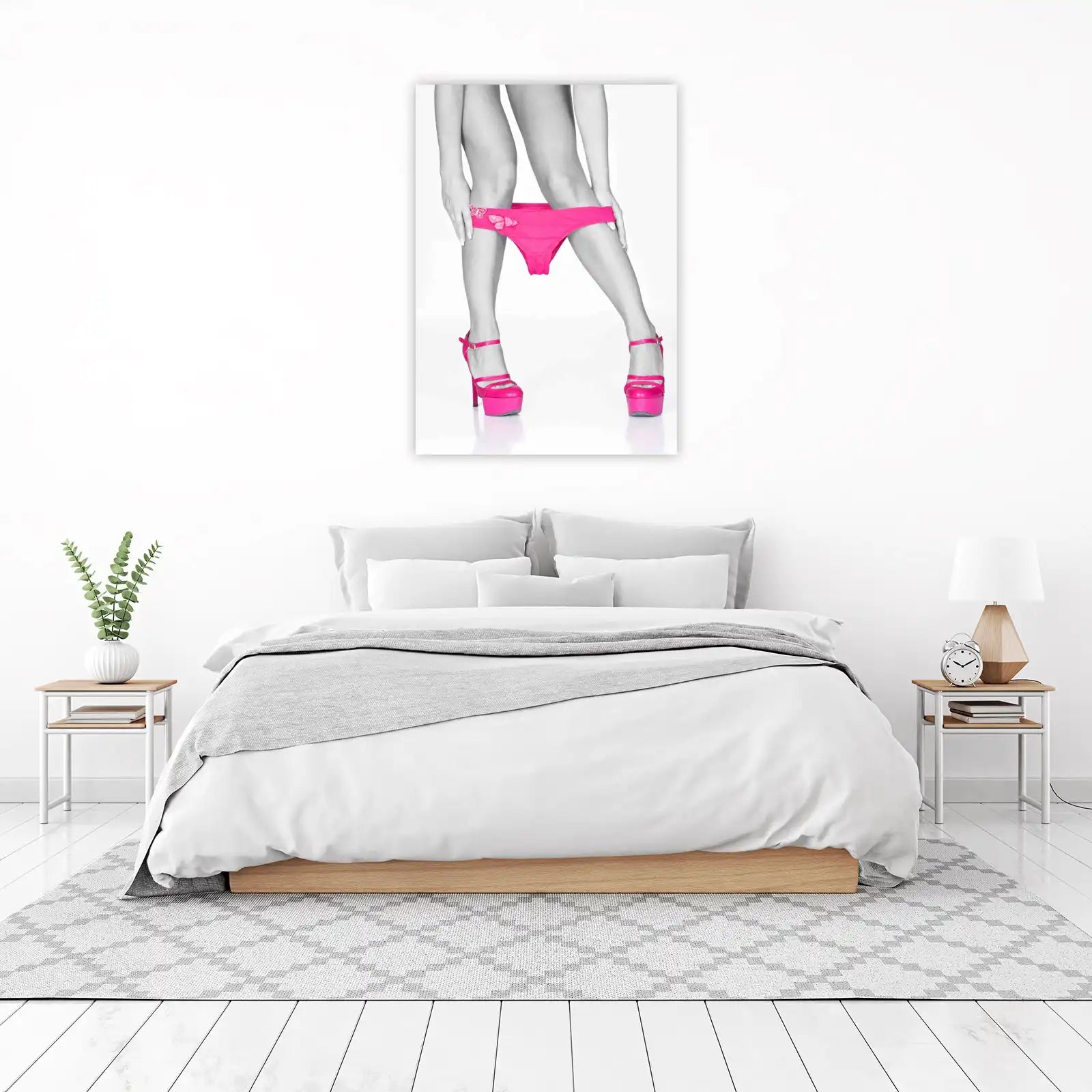 Bold Pink Butterfly Thong & Heels Wall Art