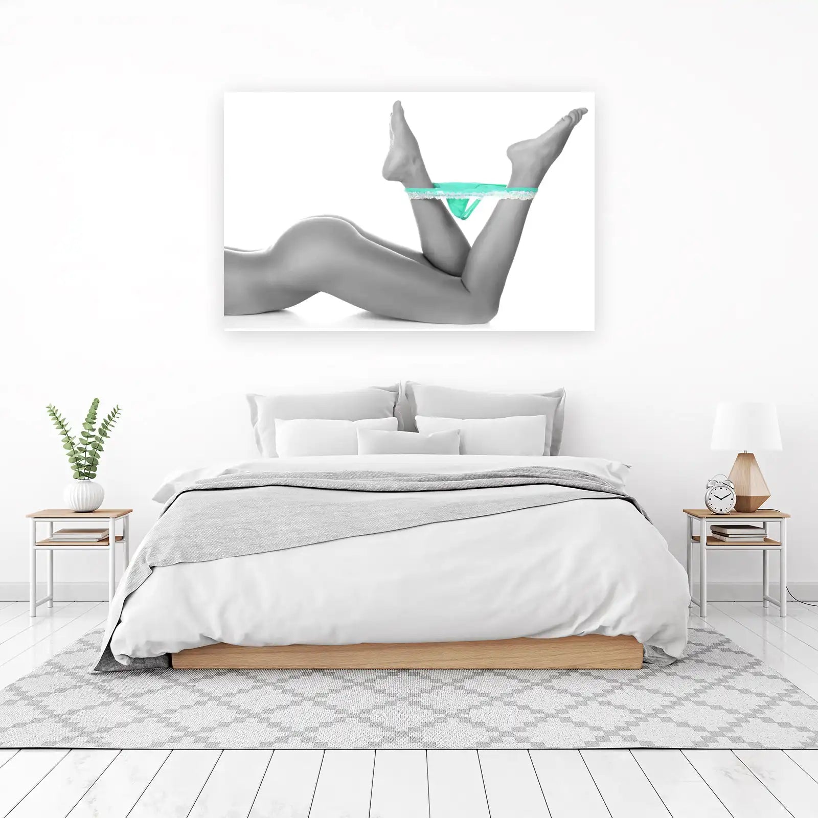 Sensual Teal Lace Thong Woman Legs Wall Art