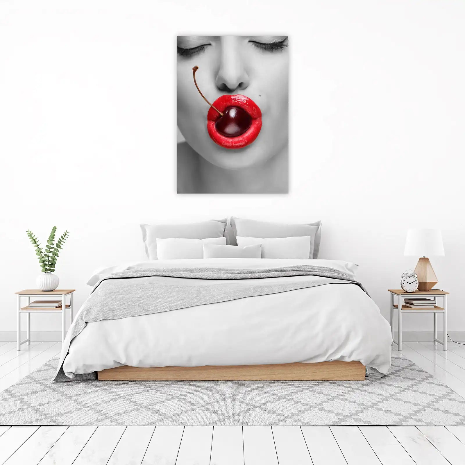 Sensual Cherry Lips Red & Black Wall Art