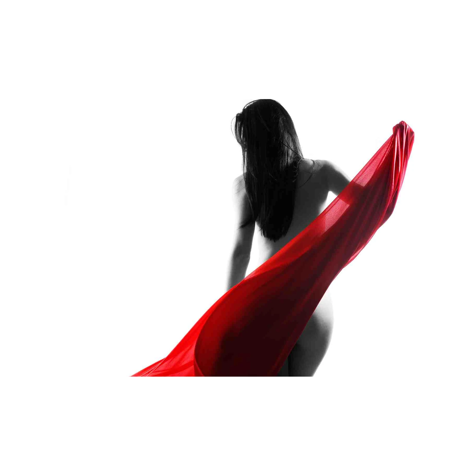 Elegant Red Drape Nude Figure Wall Art