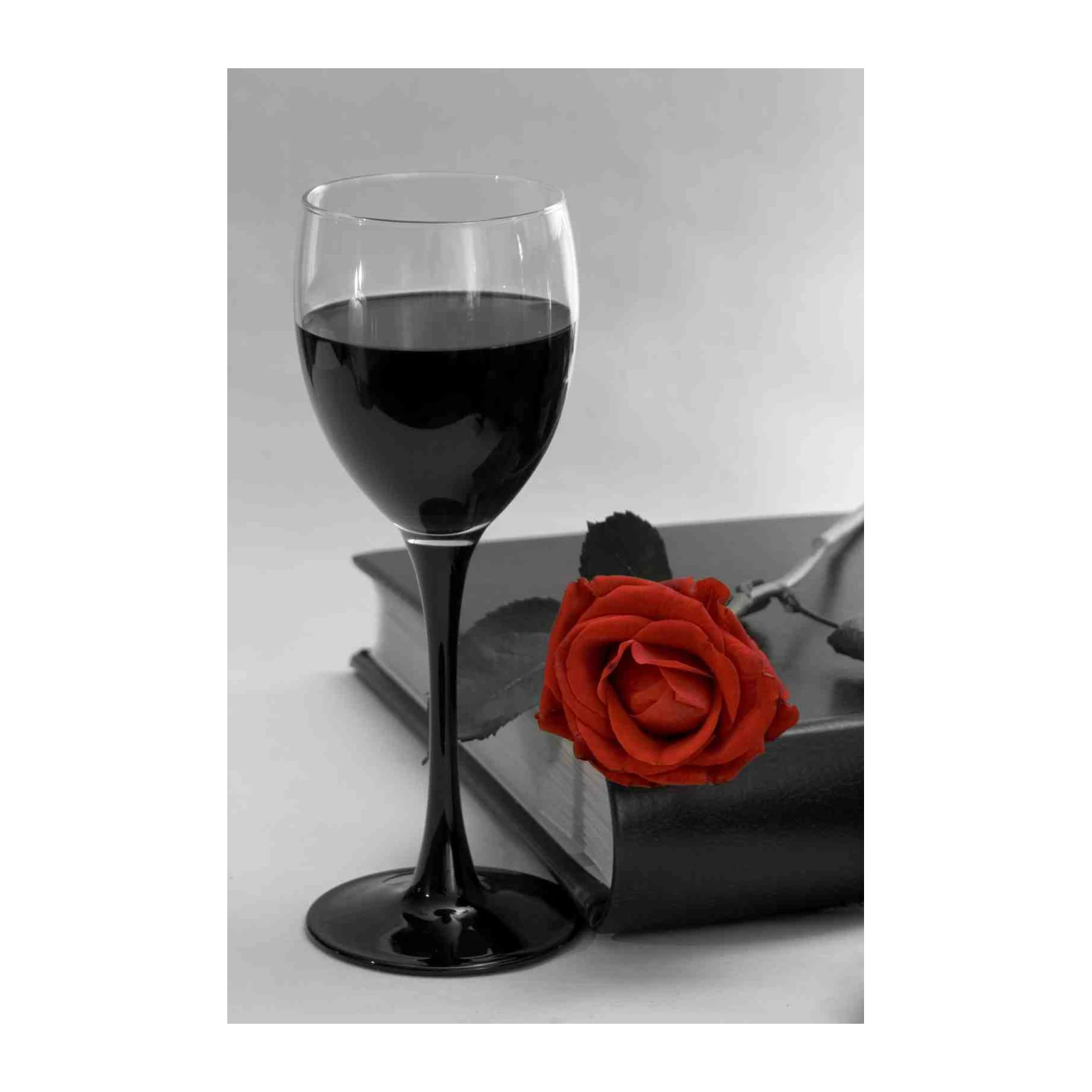 Elegant Red Rose & Wine Glass Wall Art