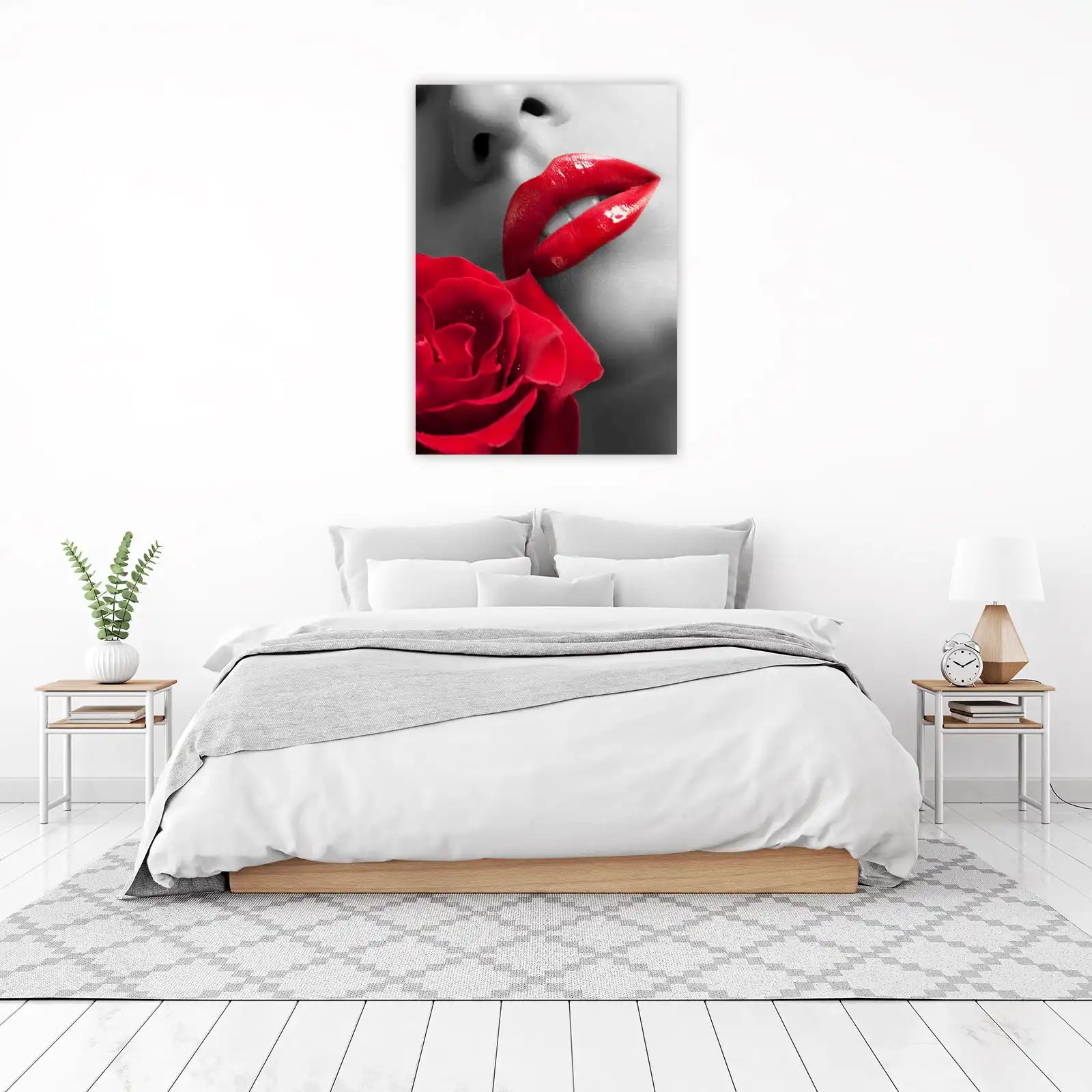 Sensual Red Lips & Rose Wall Art