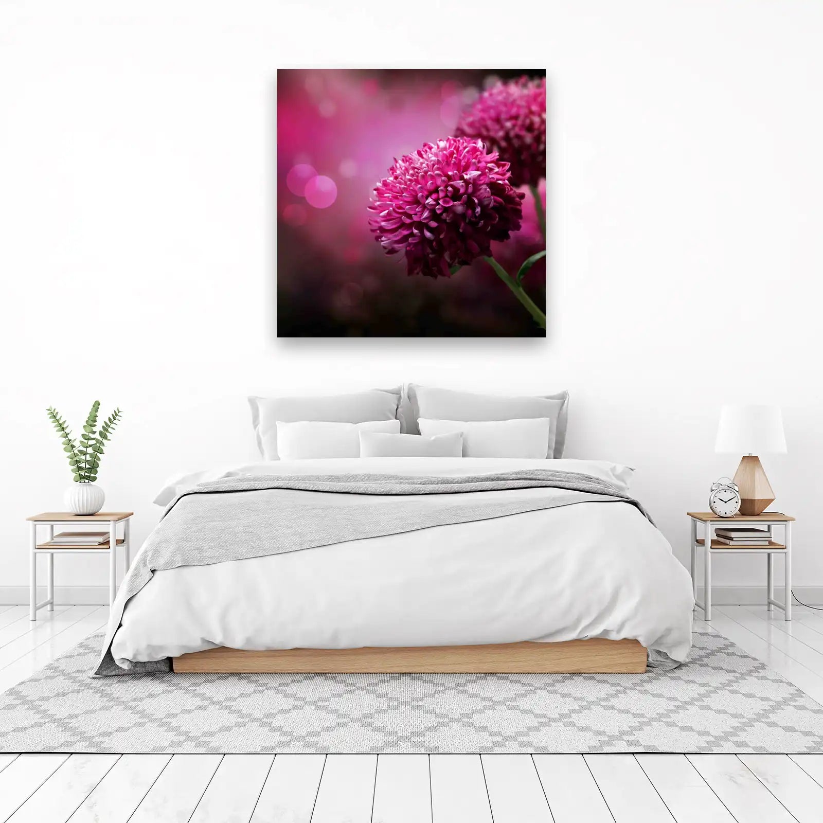 Vibrant Pink Dahlia Floral Wall Art