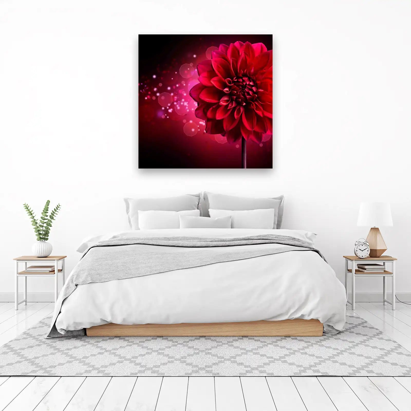 Vibrant Red Dahlia Bloom Wall Art