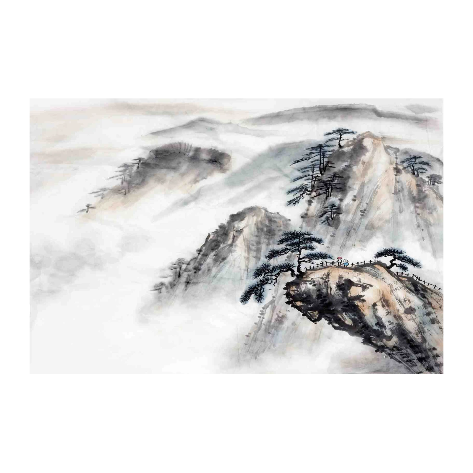 Serene Mountain Mist Landscape Wall Art