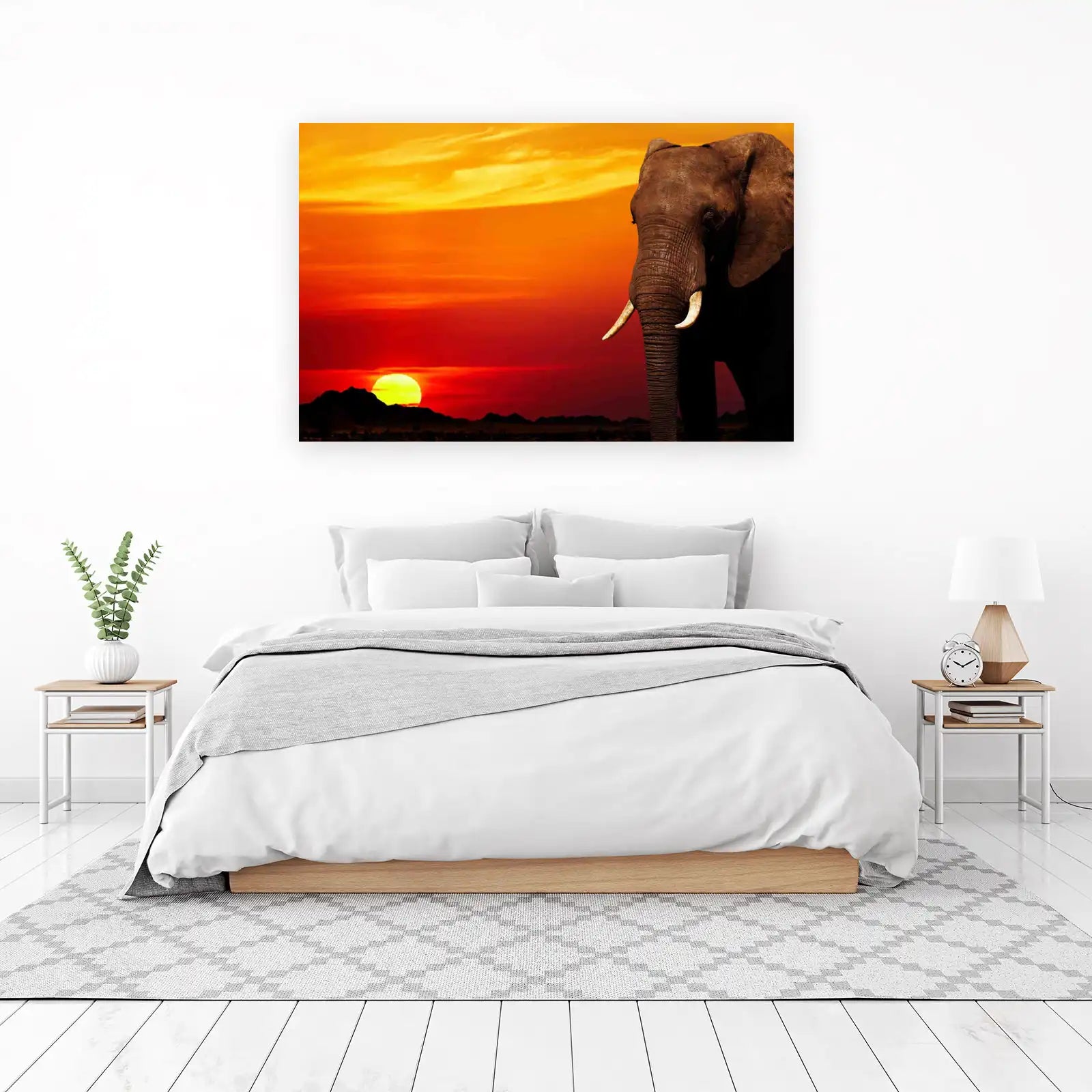 Majestic Elephant Sunset African Safari Wall Art