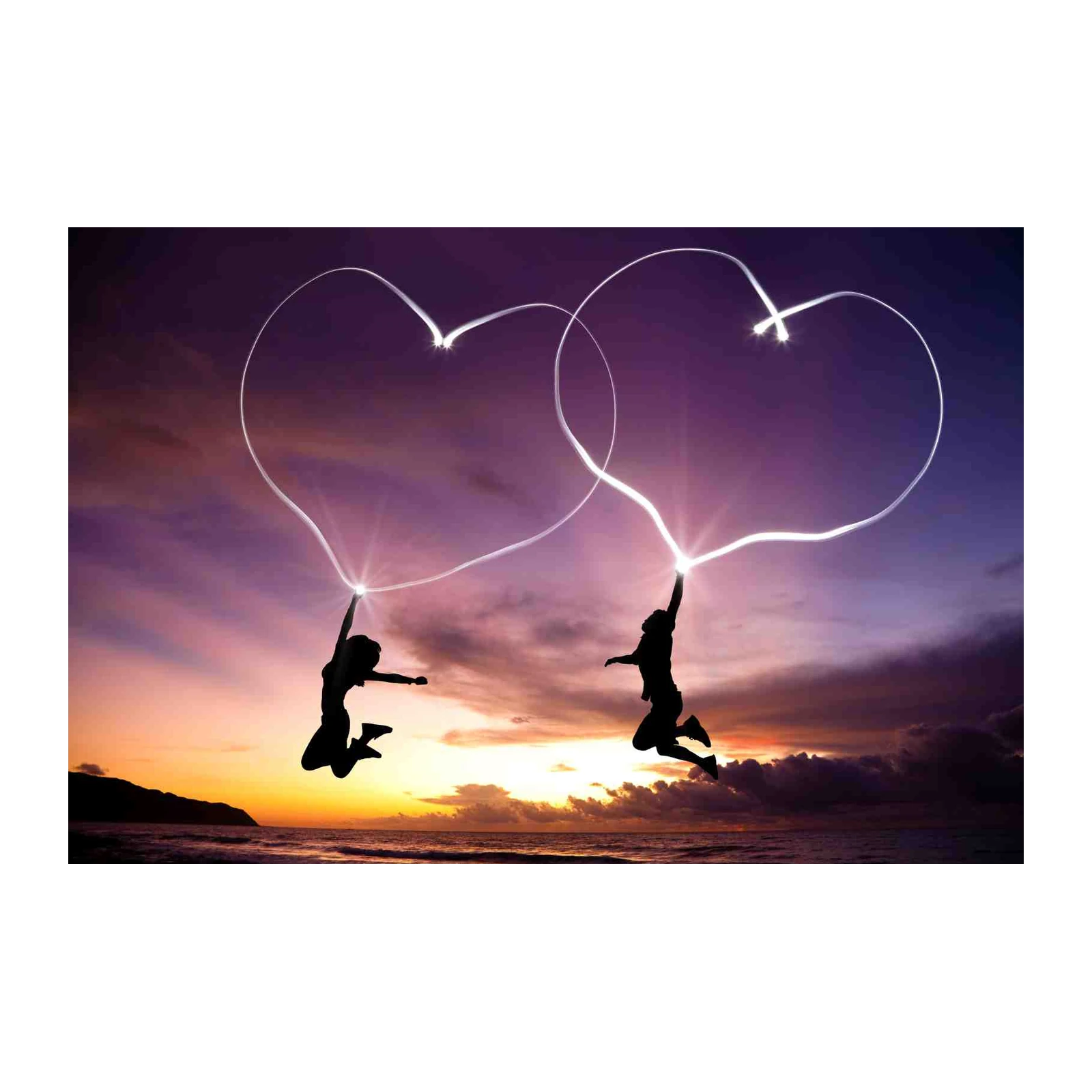 Romantic Heart Sunset Couple Wall Art