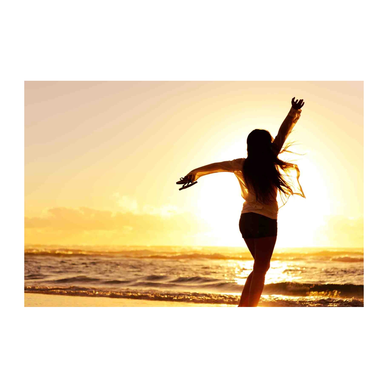 Sunset Beach Freedom Woman Wall Art