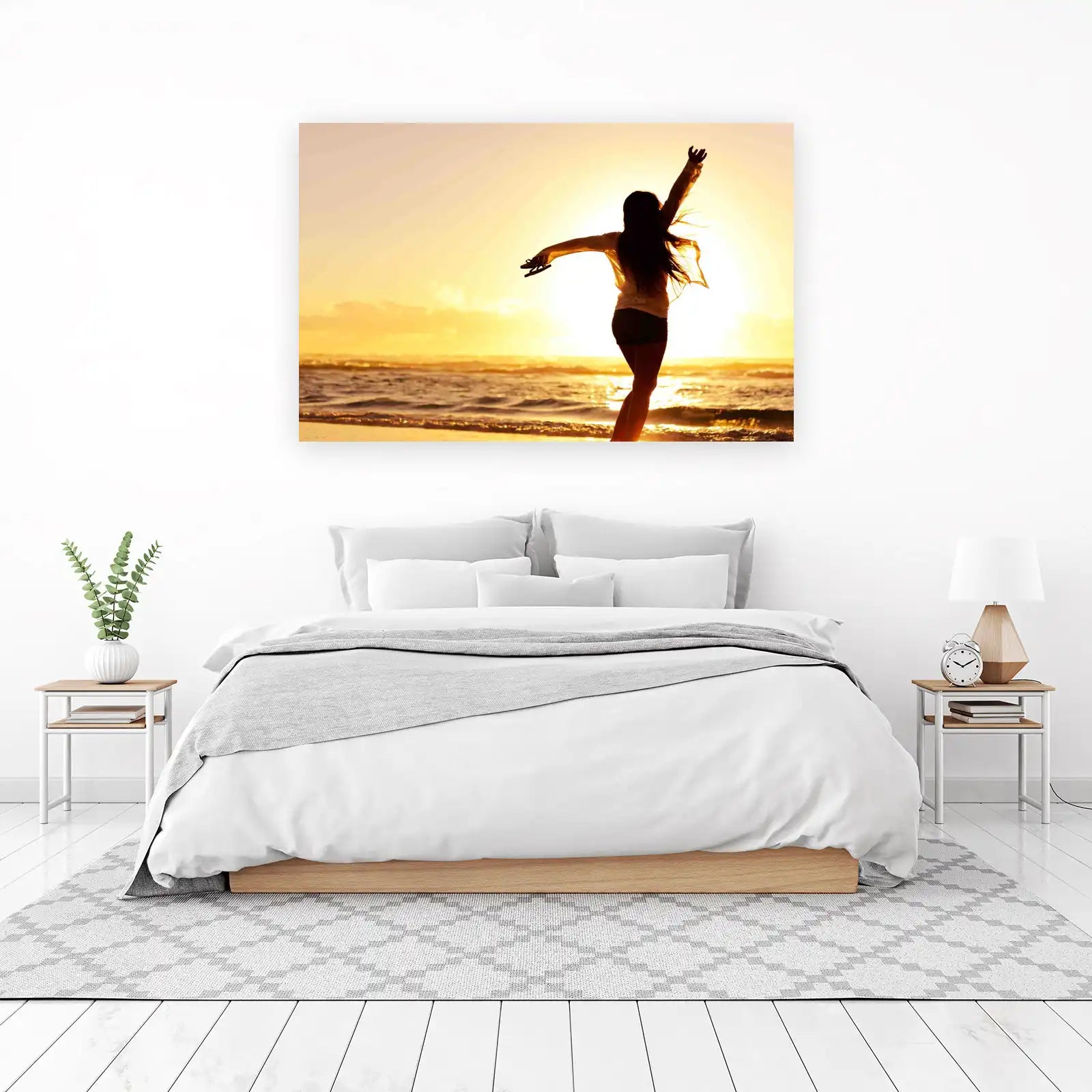 Sunset Beach Freedom Woman Wall Art