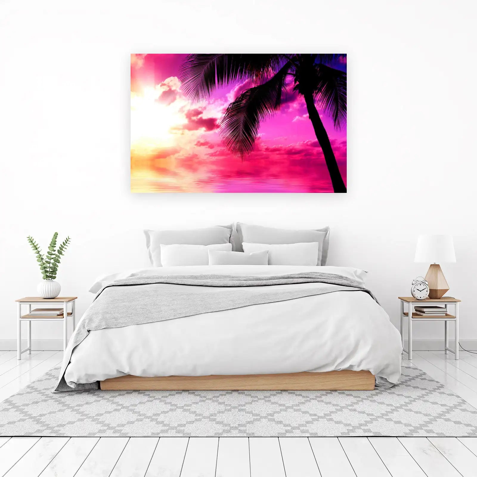 Vibrant Tropical Sunset Palm Tree Wall Art