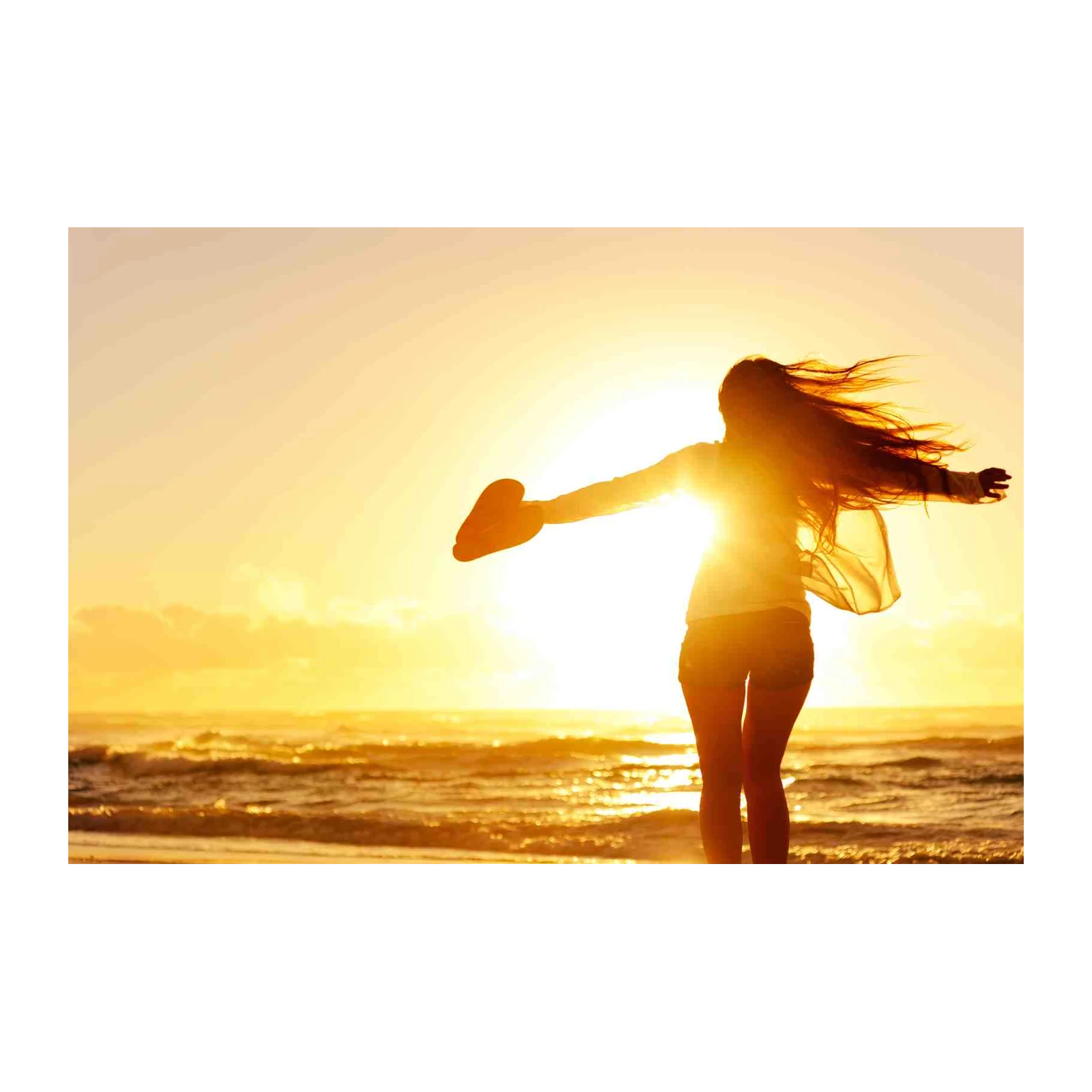 Sunset Freedom Beach Girl Wall Art