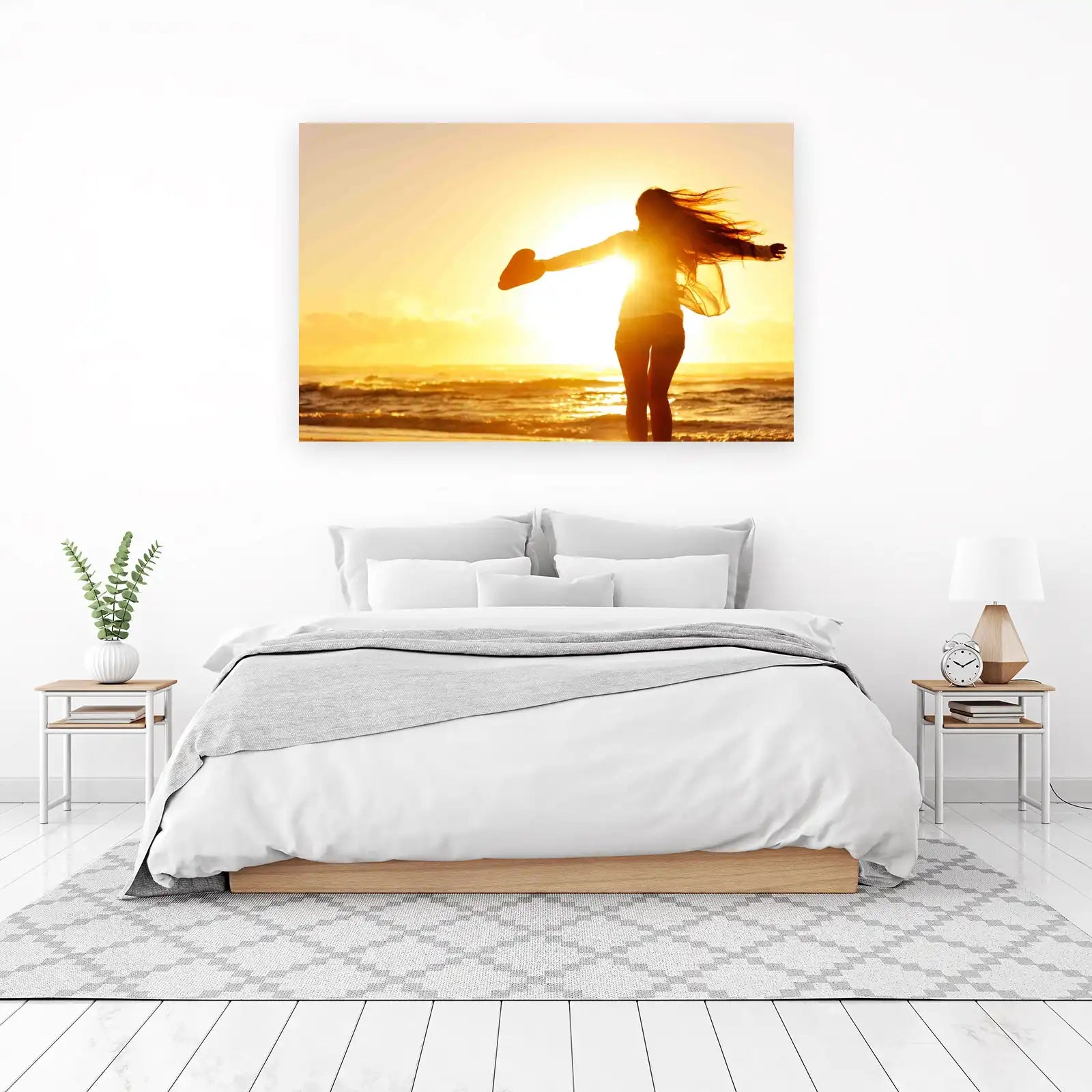 Sunset Freedom Beach Girl Wall Art
