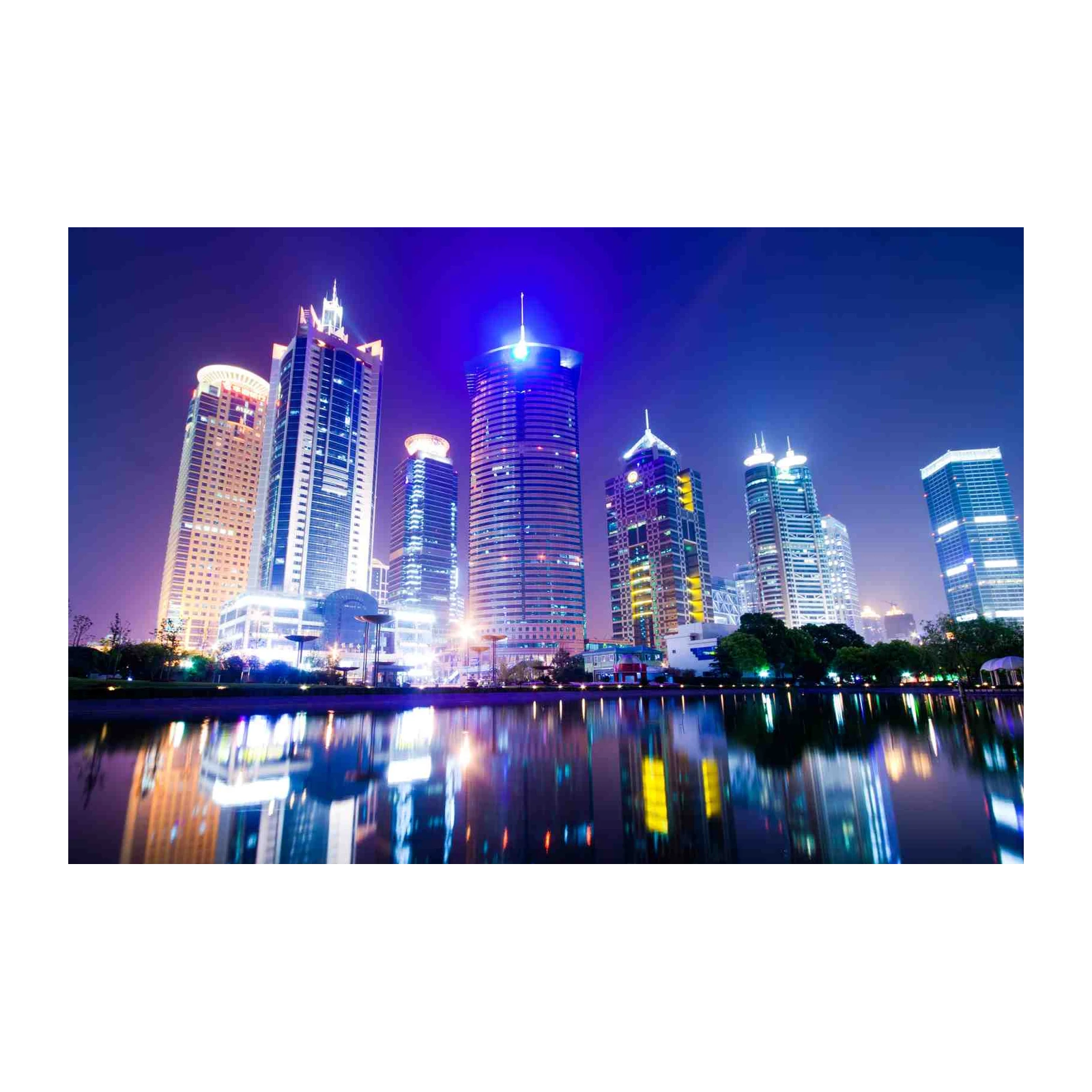 Modern Cityscape Night View Wall Art