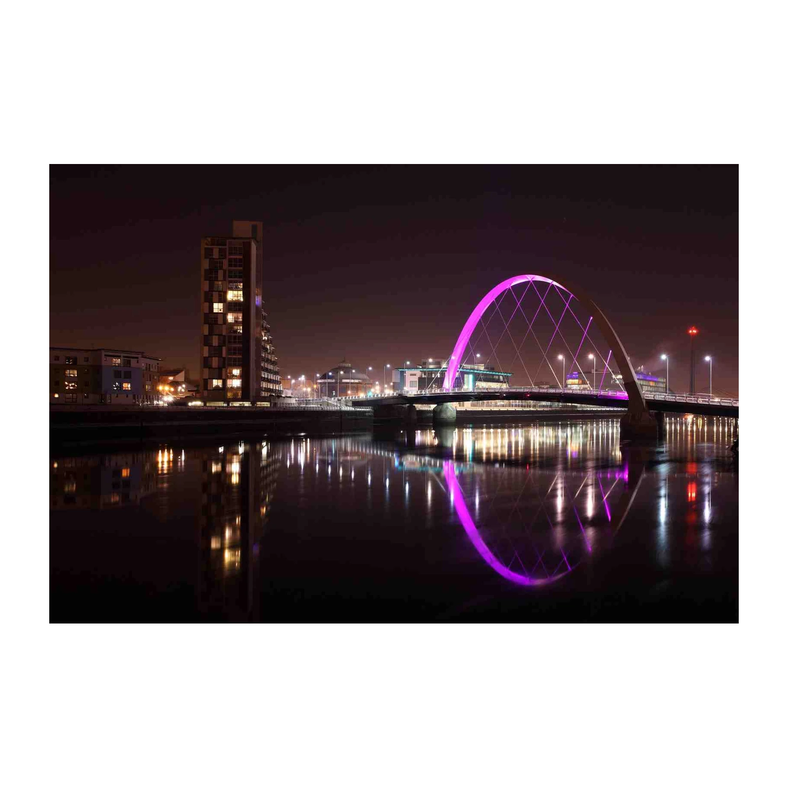 Urban Night Glow Bridge Wall Art